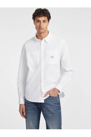 Guess Erkek Beyaz Uzun Kollu Cep Gömlek Beyaz