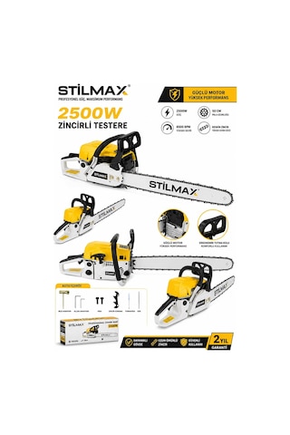 Stilmax ST9000Y 2500W Benzinli Motorlu Testere 50 CM Pala Ağaç Odun Dal Kesme Makinesi + Balta