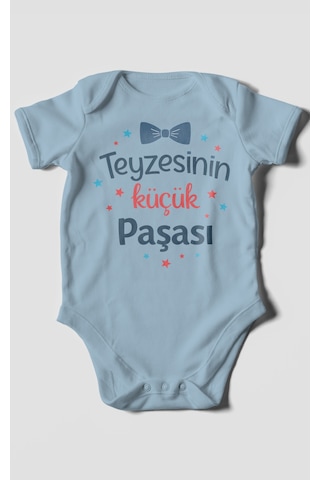 Morivokids Teyzesinin Küçük Paşası Kısa Kollu Bebek Body Bebe Mavisi