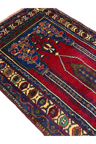 El Dokuma Sıfır Çamardı Seccade 80x125 Kırmızı Kök Boya Namazlık