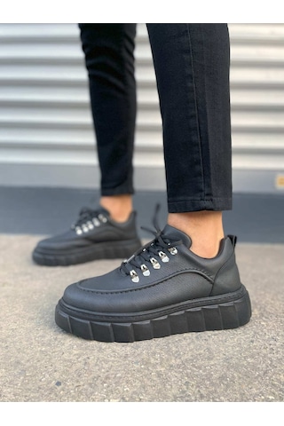 DMR Elegance Jy010 Cloud Bağcıklı Cilt Erkek Günlük Sneaker Ayakkabı Cst - Siyah