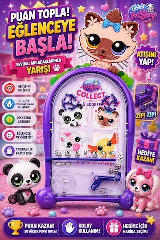 Pinball Littlest Pet Shop Eğitici Retro Eğitici Oyuncak Mor