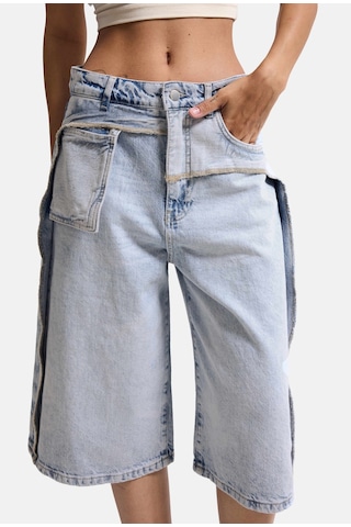 Itsbasic Kadın Ice 4s6-3 Maxi Baggy Bermuda Tasarım Denim Jort Ice Rengi