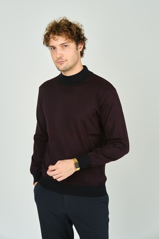 Woolen World Erkek Yarım Balıkçı Yaka Triko Kazak 5223 Bordo Bordo