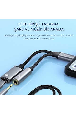 Ayrex Type-c To 3.5mm Kulaklık Ve Type-c Şarj Dönüştürücü Adaptör