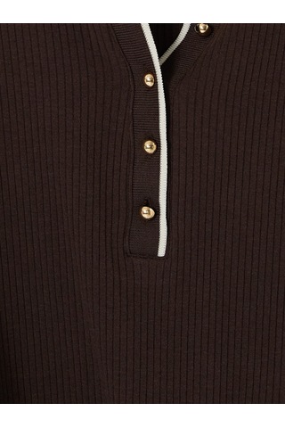 Lcw Everyday Kahverengi Polo Yaka Kadın Body