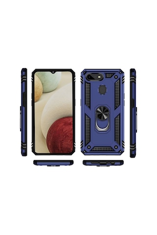 Oppo Ax7 İle Uyumlu Kılıf Tam Koruma Yüzüklü Standlı Tank Gövdeli Telefon Kılıfı Kapak