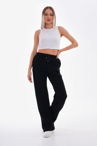 Kallima Çımalı Siyah Kışlık Şardonlu Yüksek Bel Bol Paça Eşofman Siyah