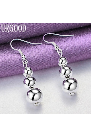 925 Ayar Gümüş Yuvarlak Kolye Küpe Hediye Moda Takı