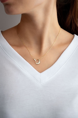 Ay Tutulması 18 Ayar Sarı Altın Kaplama 44 Cm Gümüş Minimal Kolye