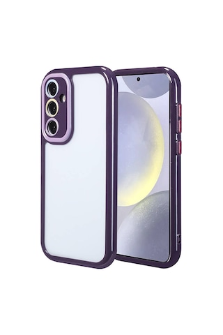 Mobilteam Galaxy Uyumlu S24 Kılıf Kamera Korumalı Renkli Kenar Ve Çerçeve Tasarımlı Vitamin K Derin Mor