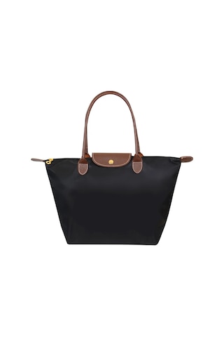 Su Geçirmez Naylon Mantı El Çantası Kadın Tote Çanta Bayan Seyahat Çantaları İçin Büyük Kapasiteli El Çantası Katlanabilir Günlük Omuz Çantası Siyah Siyah Siyah L Diğer