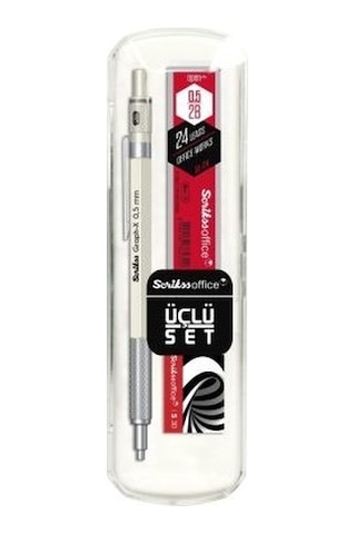Scrikss Graph-x Metal Versatil Kalem 0.5 Mm Beyaz 3'lü Set