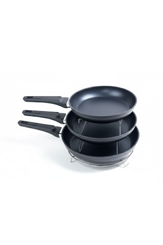 Emsan Diamente Exclusive 3'lü Tava Seti 24-26-30 Cm Siyah Siyah