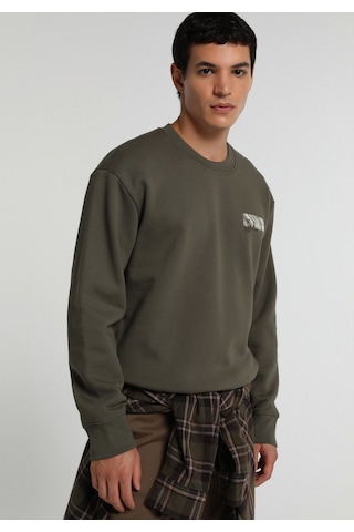 Colin's Colins Relaxed Fit Yuvarlak Yaka Düz Erkek Yeşil Sweatshirt Cl1080485 Q1.v2 Kha Haki
