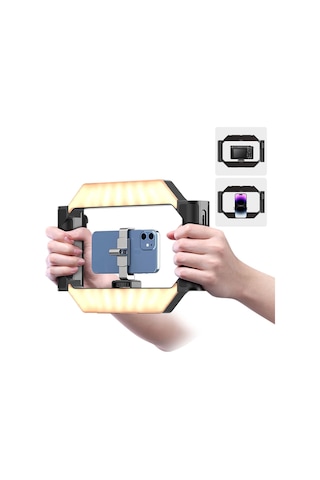 Xiaomi 15 Uyumlu U-rig Akıllı Telefon Video Rig Işıklı, Ayarlanabilir 4-7 İnç