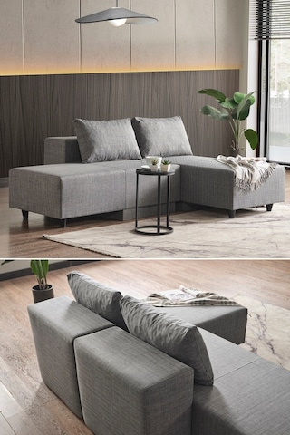 Kagu Corner Poly-m Köşe Takimi-Kanepe-Yatak-Dinlenme 4 Farkli Model Tek Modül Gri