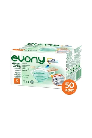 Evony Yumuşak Elastik Kulaklı Cerrahi Maske 50 Adet
