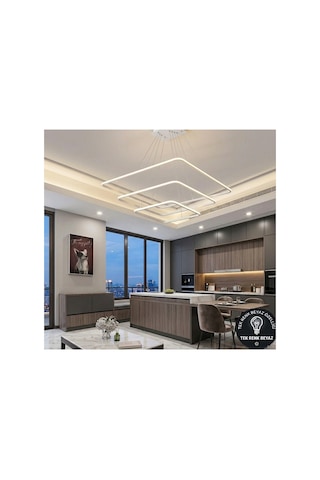 Atlas Beyaz Kasa Modern Led Avize Beyaz Tek Renk Salon, Yatak Odası Ve Oturma Odası İçin