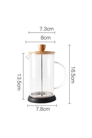 Bambu Kapaklı Cam French Press Isıya Dayanıklı Çay Ve Kahve Demliği, 600 Ml Şeffaf Cam, Paslanmaz Sku: Smg8690010549860 Açık Mavi