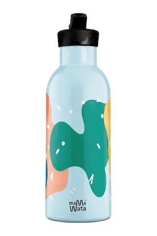Mamawata Confetti Pipetli Çocuk Termos Matara 470 Ml Paslanmaz Çelik Sızdırmaz Yalıtımlı Suluk Açık Mavi