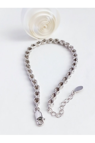 925 Ayar Gümüş Me Sıralı Damla Tasarım Spor Kadın Bileklik