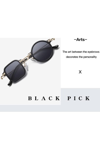 Kare Yuvarlak Güneş Gözlüğü Kişilik Düzensiz Güneş Gözlükleri Retro Erkek Uv400 Gölge Gözlük Siyah Mavi