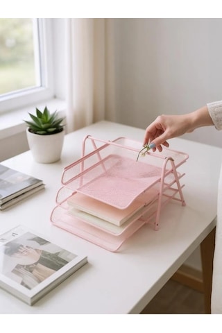 Need Perfore 3'lü Toz Pembe Evrak Rafı Nd-1022