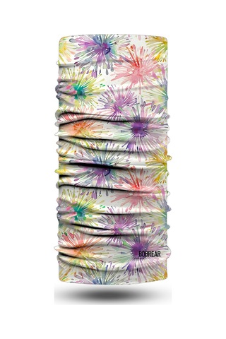 Bobrear Pastel Suluboya Çiçek Desenli Çok Amaçlı Buff Bandana Boyunluk Maske -
