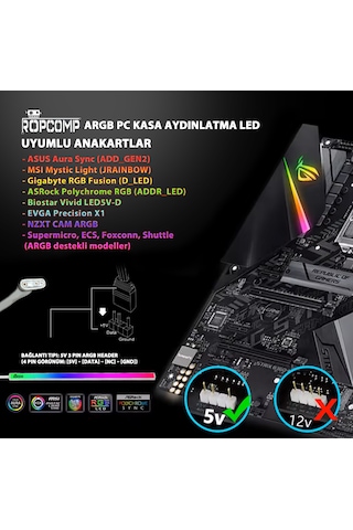 Ropcomp Argb Pc Kasa Aydınlatma Led 30 Cm