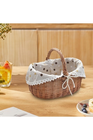 Homyl Dokuma Piknik Sepeti Kırsal Saplı Saklama Kahverengi