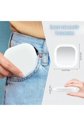 Işıklı Büyüteçli Cep Aynası, Makyaj Usb Şarjlı Katlanır Dokunmatik Led Seyahat El Makyaj Aynası Çok Renkli