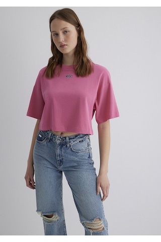 Mavi - Mavi Logo Baskılı Pembe Tişört 1611585-84670 Pembe