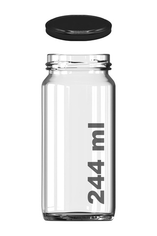 244 Ml Kavanoz Metal Siyah Konserve Kapaklı 244 Cc Şeffaf Uzun Cam Kavanoz 2 Adet Çok Renkli