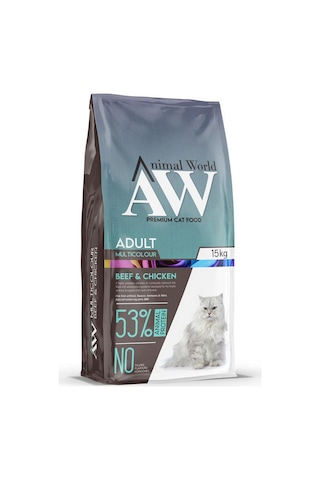 Animal World Multicolour Biftek ve Tavuk Etli Yetişkin Kedi Maması 15 KG