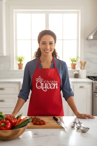 Mutfak Önlüğü - Queen Of The Kitchen - Kırmızı Renkli