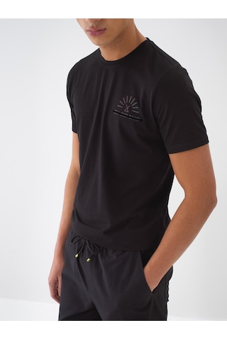 Xint Siyah Pamuk Dokulu Slim Fit Tişört 502122
