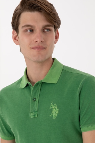 U.S. Polo Assn. Erkek Slim Fit Polo Yaka Yeşil Yıkamalı Basic Tişört 50305995-VR054