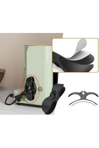 Premium Pratik Çözüm Mutfak Aracı Düzenleyici Set Airfryer Kahve Makinesi Kablo Sarıcı 2 Adet Siyah