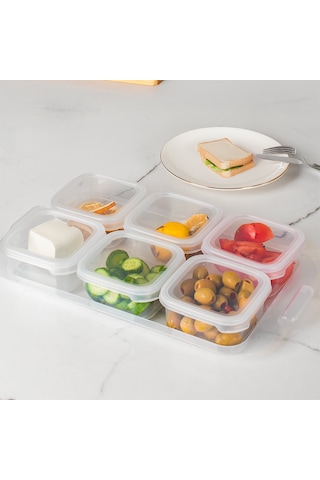 Porsima 2043 Tepsili 6 Bölmeli Kahvaltılık Kahvaltı Seti Şeffaf