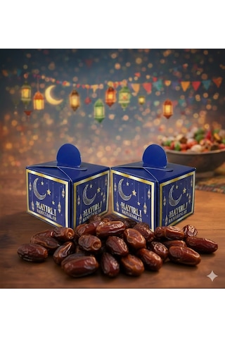 50 Adet Hayırlı Ramazan Baskılı Lokum, Şeker, Hurma Kutusu, İkram, Ramazan Hediyeliği