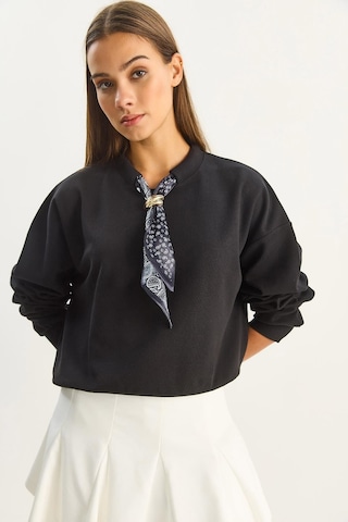 Shade Kadın Fular Detaylı Pamuklu Ottoman Sweatshirt 6931 60283689 - Siyah
