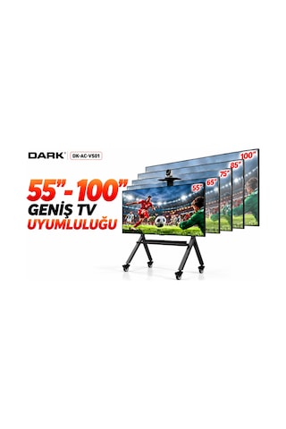 Dark DK-AC-VS01 55"-100" 100kg Tekerlekli Mobil TV Standı Kamera ve Ekipman Raflı