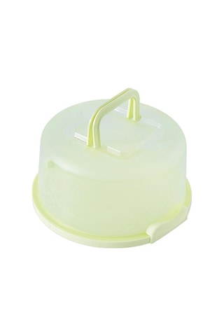 Plastik Pasta Kutusu, Kilitlenebilir Kapaklı Yuvarlak Pasta Saklama Kutusu Yeşil