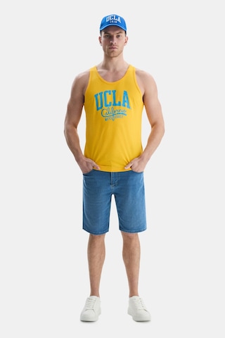 Ucla Pebble Sarı Sıfır Kol Baskılı Oversize Erkek Tshirt Sarı