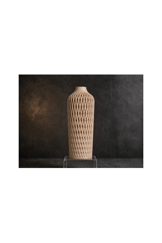 Diamont Mat Beige Vazo Modern Dekoratif 3d Baskı Vazo 137x250 Mm Çok Renkli