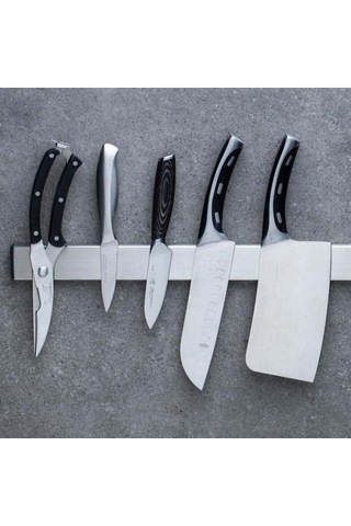 Dancemonkey Paslanmaz Çelik Bıçak Tutucu Modern Tasarım Mutfak Rafı Manyetik Bıçak Tutucu Ahşap