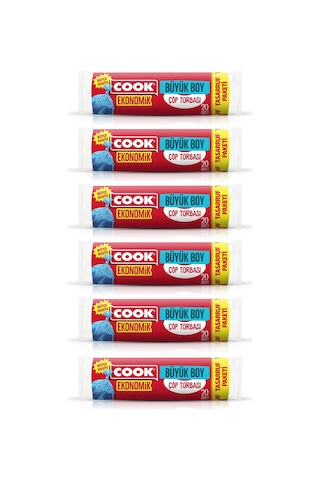 Cook Büyük Çöp Torbası 65 80 Cm 20 Li X 6 Adet