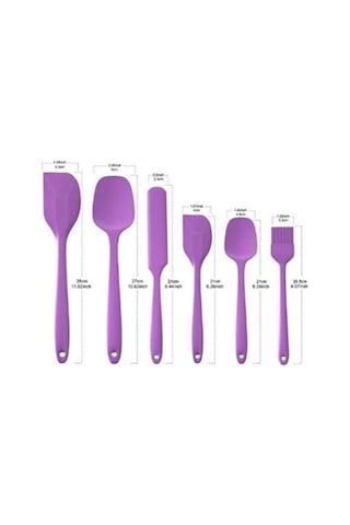 Isıya Dayanıklı Yanmaz Yapışmaz Silikon Spatula Seti 6 Parça Silikon Mor Diğer