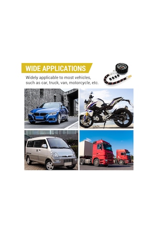 Wezone Oto Lastik Basınç Ölçer 0-100 Psı - 165mm Hava Borulu Metal Baskül, Psı/bar Ölçüm Aralığı